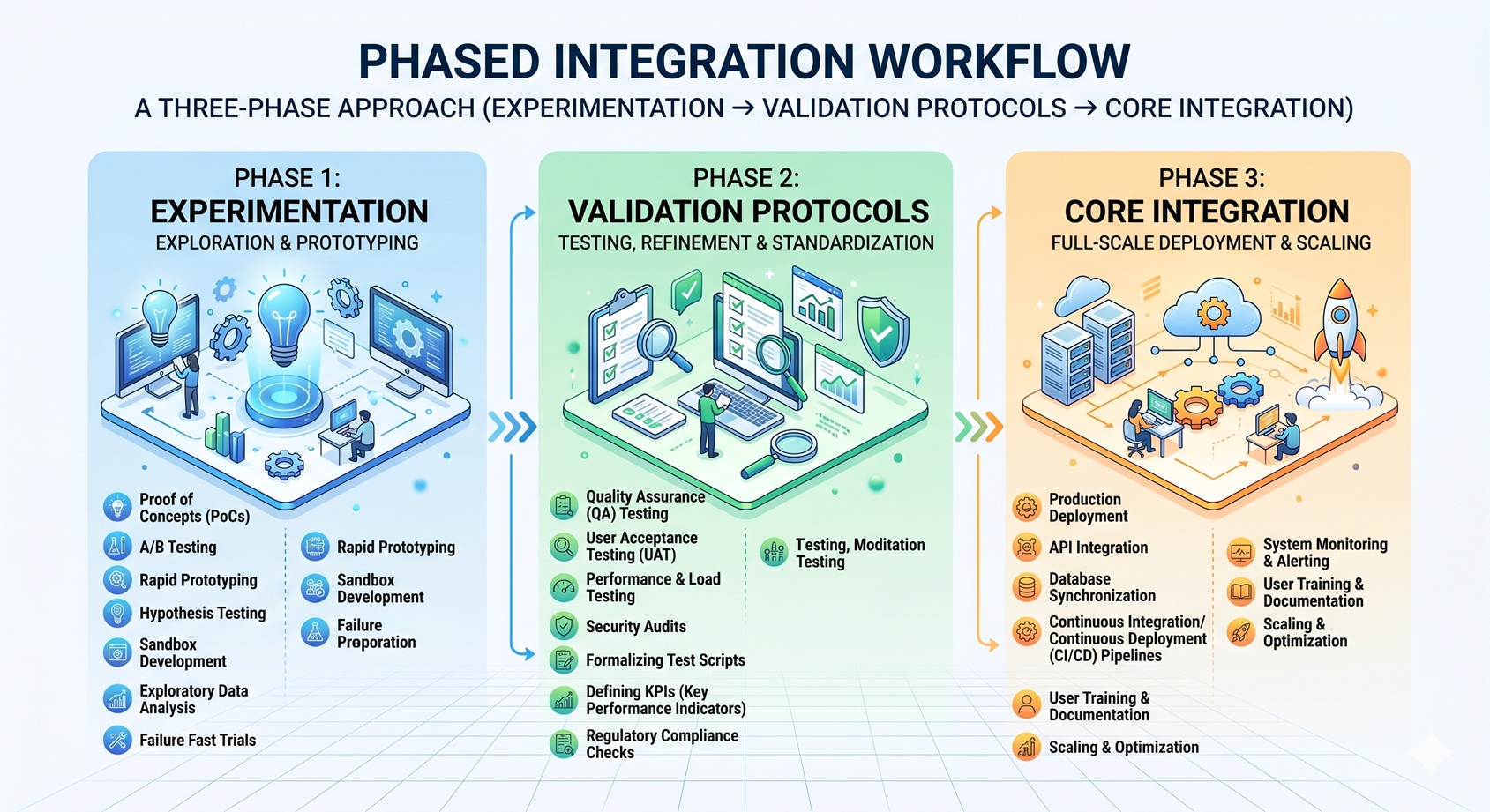 Phased integration workflow