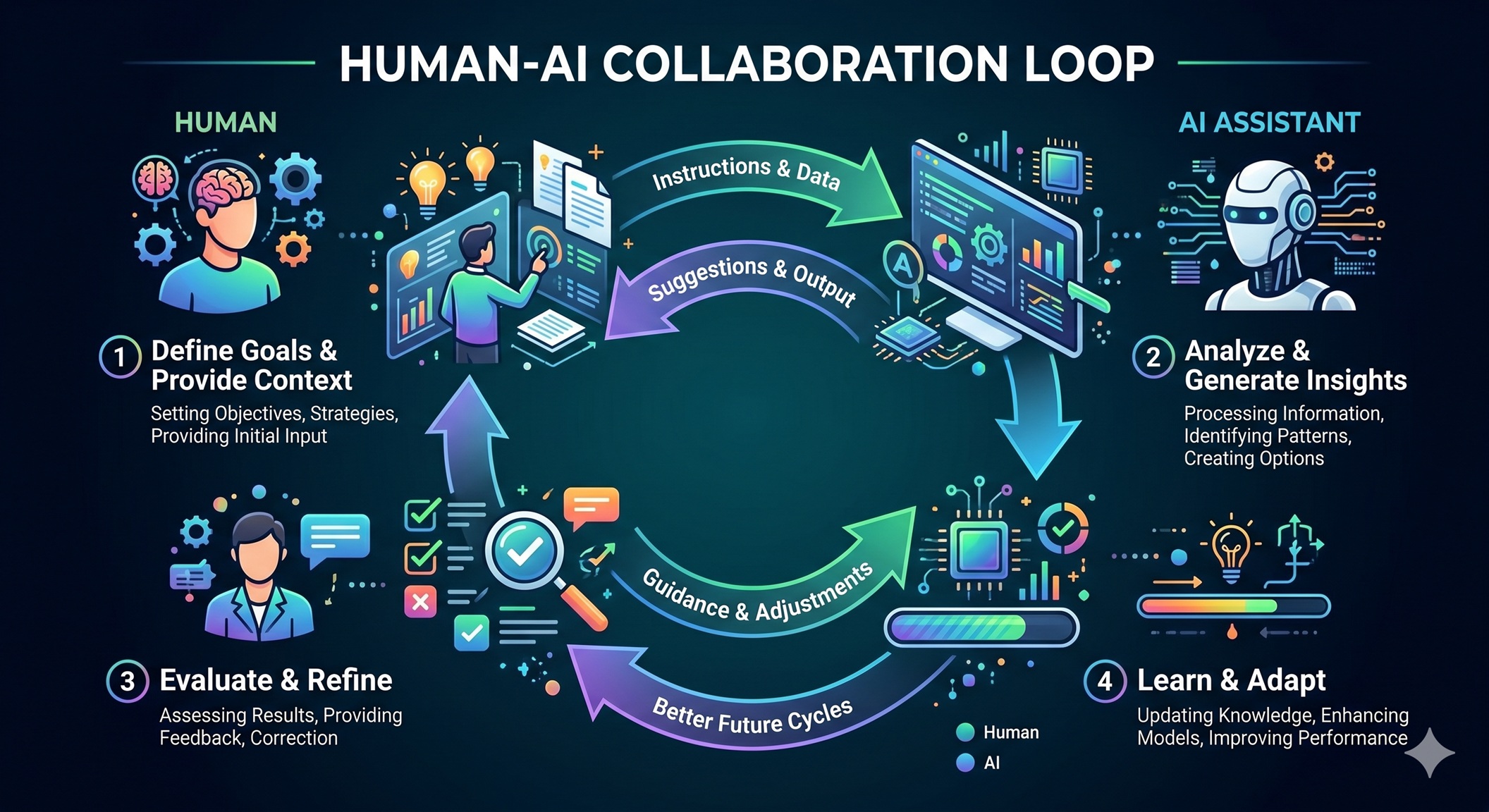 Diagram showing human-AI collaboration loop